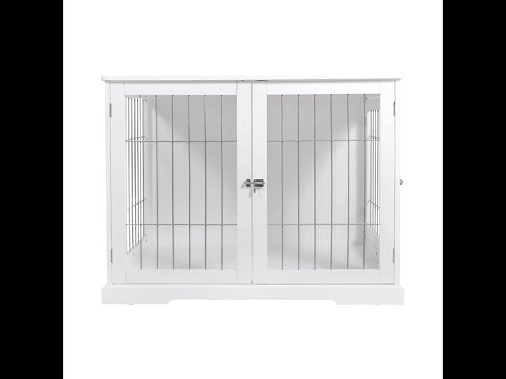 trixie-pet-home-end-table-indoor-kennel-furniture-style-crate-white-small-39760-1