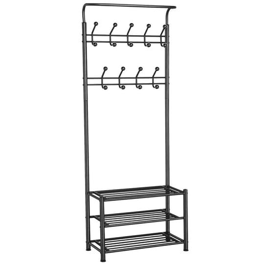 smilemart-metal-multipurpose-entryway-hall-tree-with-3-tier-shoe-rack-black-1