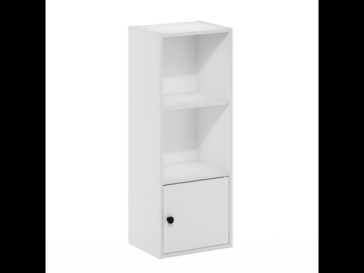 furinno-luder-3-tier-shelf-bookcase-with-1-door-storage-cabinet-white-1