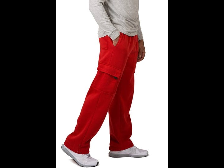 vibes-mens-fleece-cargo-sweatpants-relax-fit-bungee-cord-open-bottom-size-large-red-1