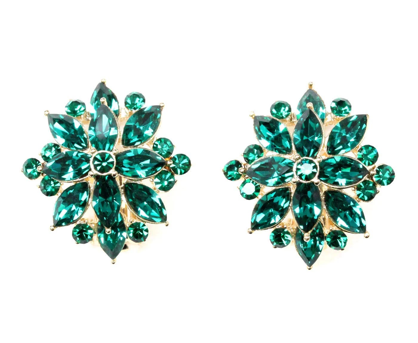 Shimmering Green Crystal Clip-On Earrings | Image