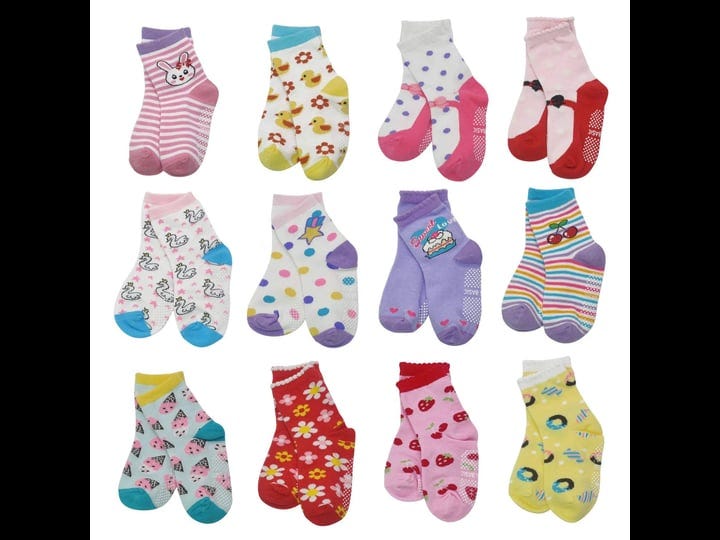 skibeaut-12-pairs-toddler-girl-socks-lovely-assorted-strawberry-kids-socks-non-skid-slipper-socks-gr-1