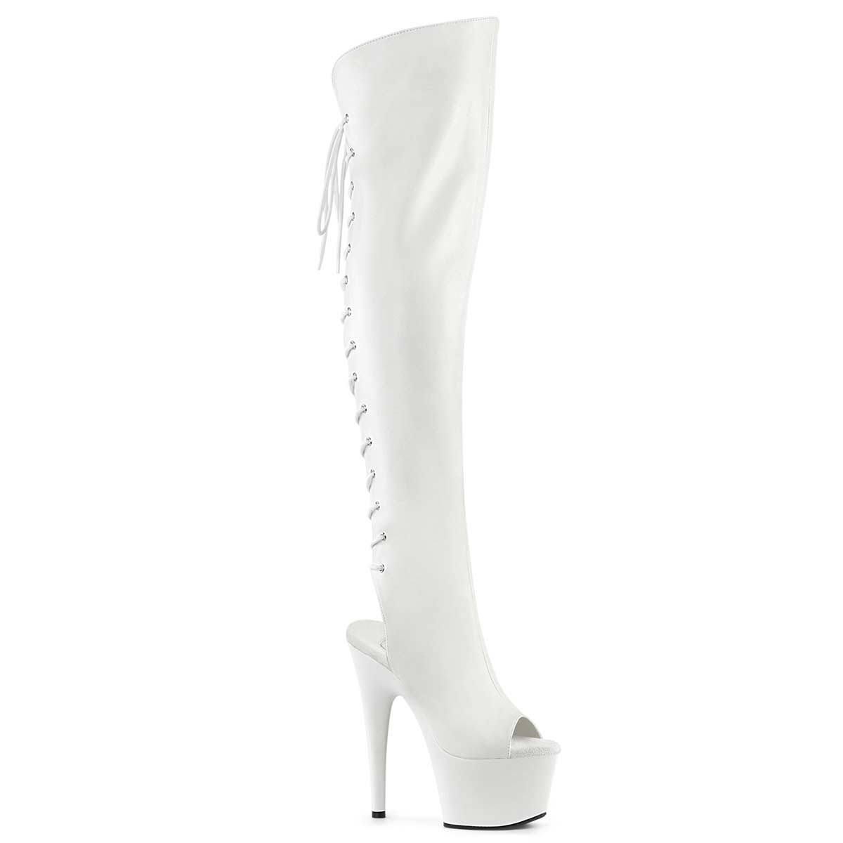 Stylish White Pleaser Heels with Lace-Up Design | Image