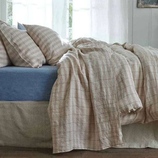 cafe-au-lait-check-stripe-linen-flat-sheet-size-twin-100-european-linen-by-piglet-in-bed-1