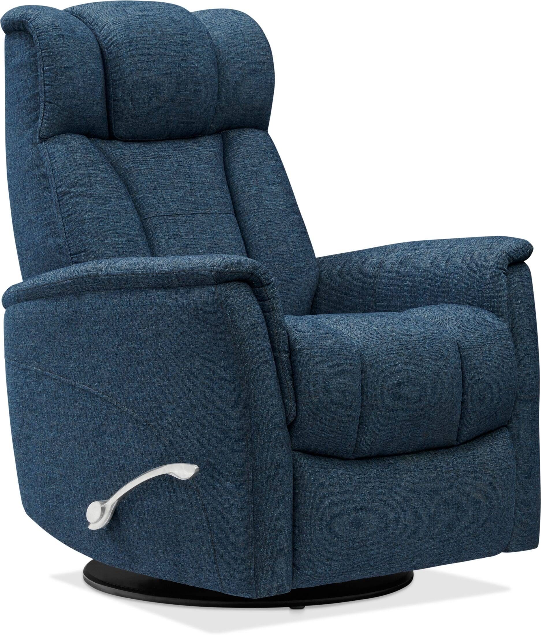 Saxton Manual Swivel Recliner - Blue | Image