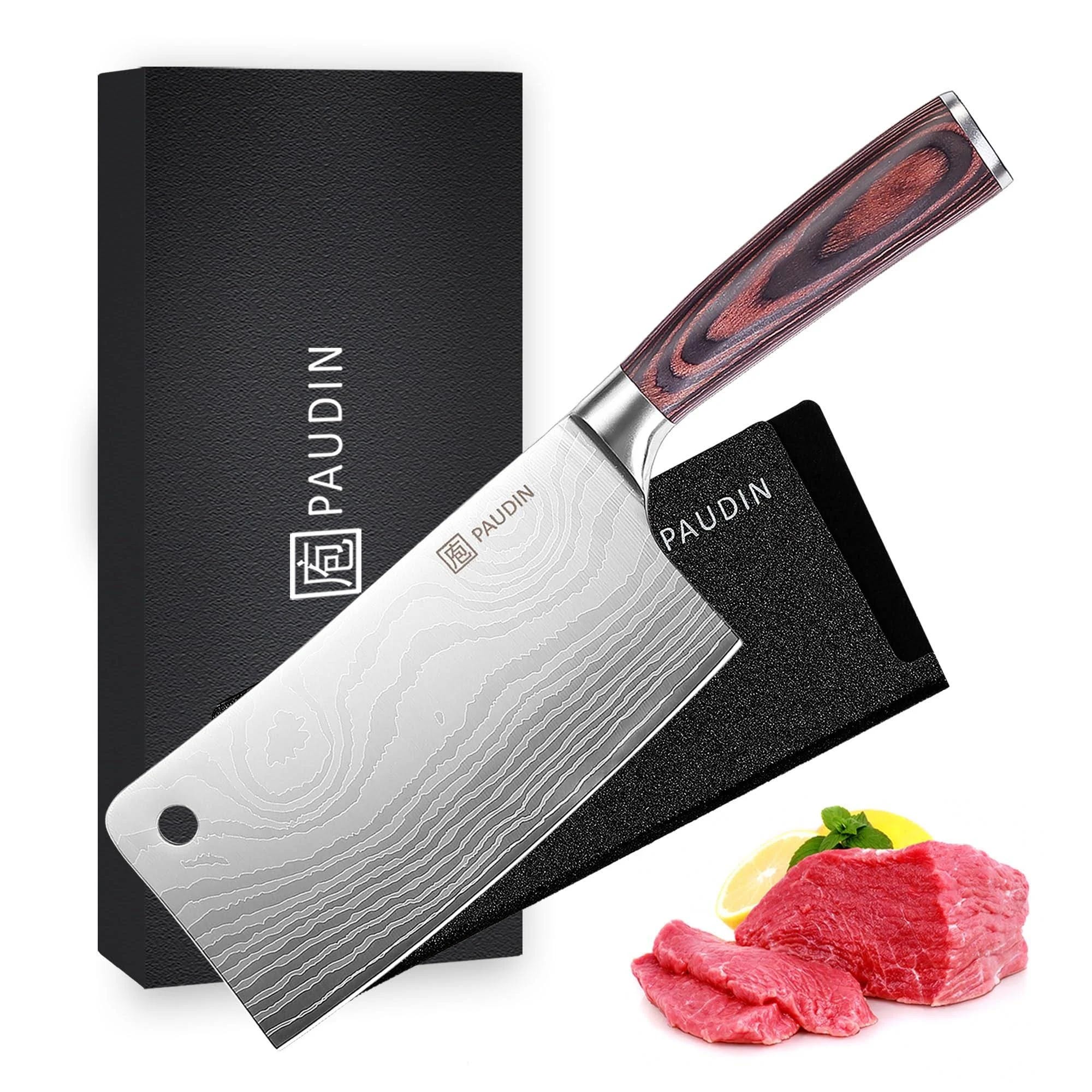 PAUDIN's Professional 7-inch Meat Cleaver: Ultra Sharp and Versatile Kitchen Tool | Image