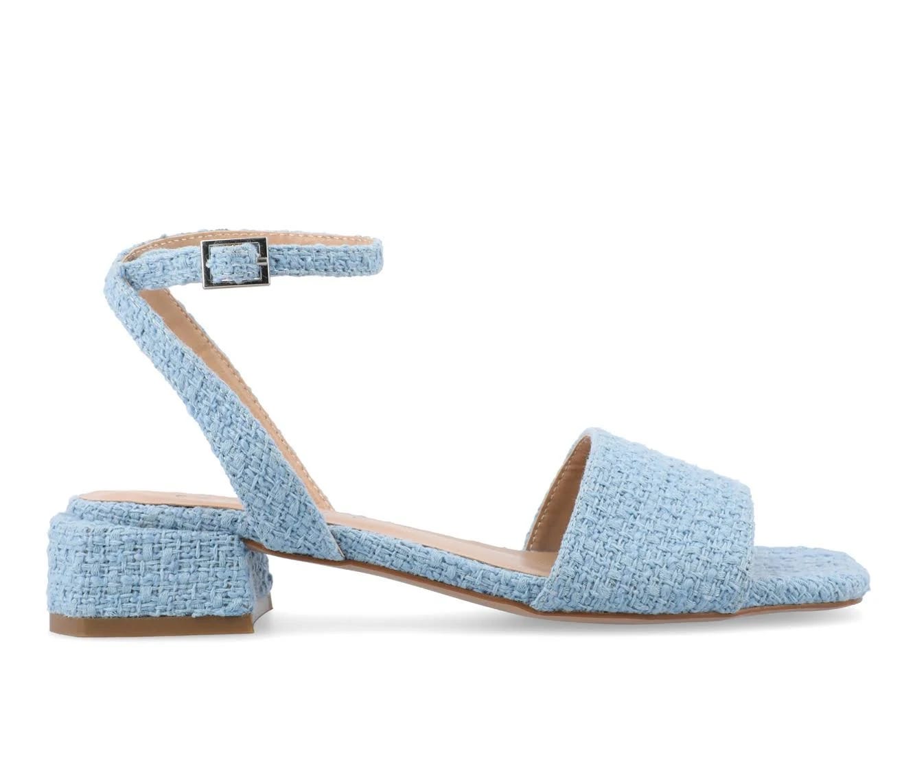 Stylish Journee Collection Women's Blue Adleey Flat Sandals with Memory Foam Insole | Image