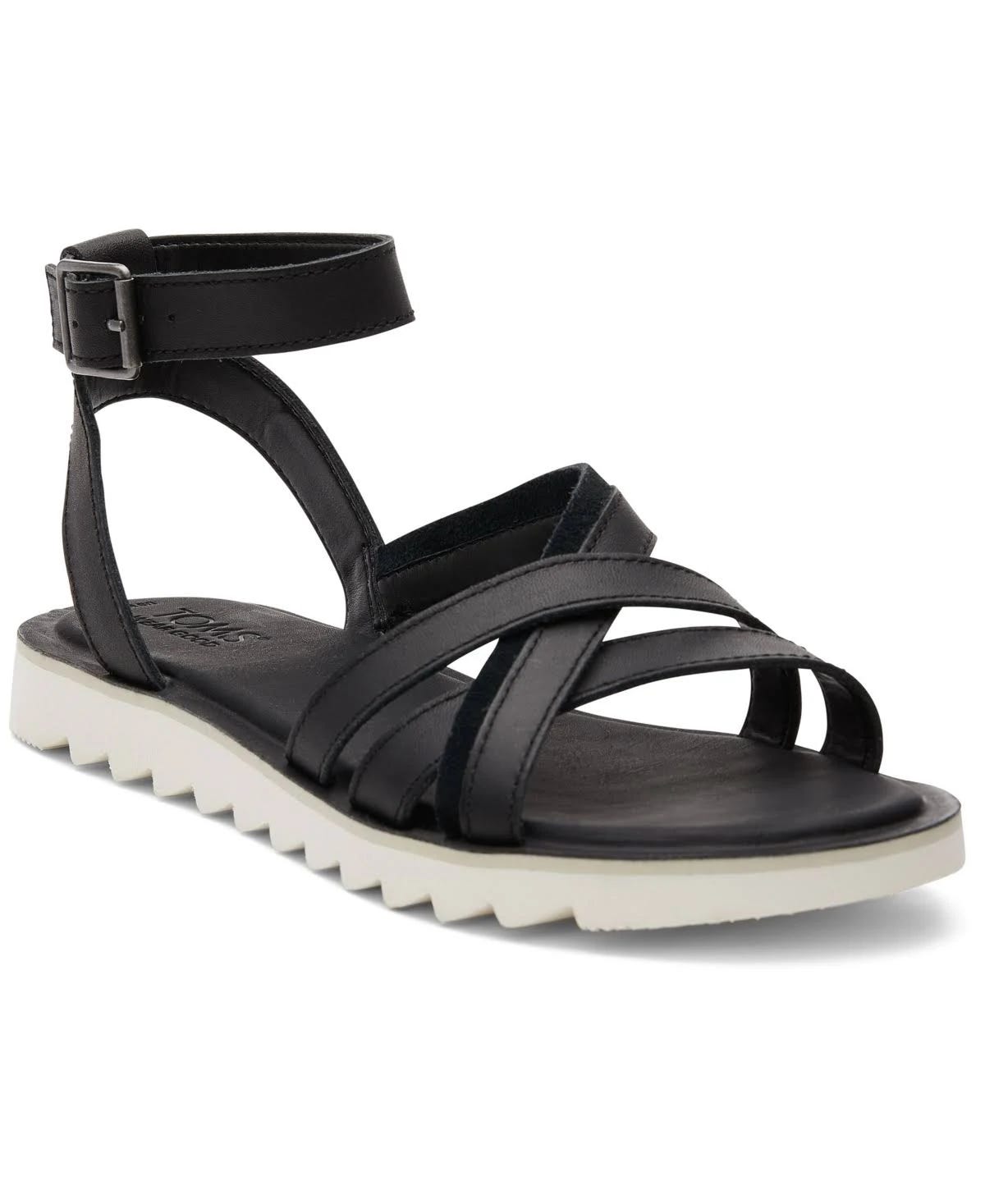 Tom's Rory Black Flat Sandals for Comfortable Walks | Image