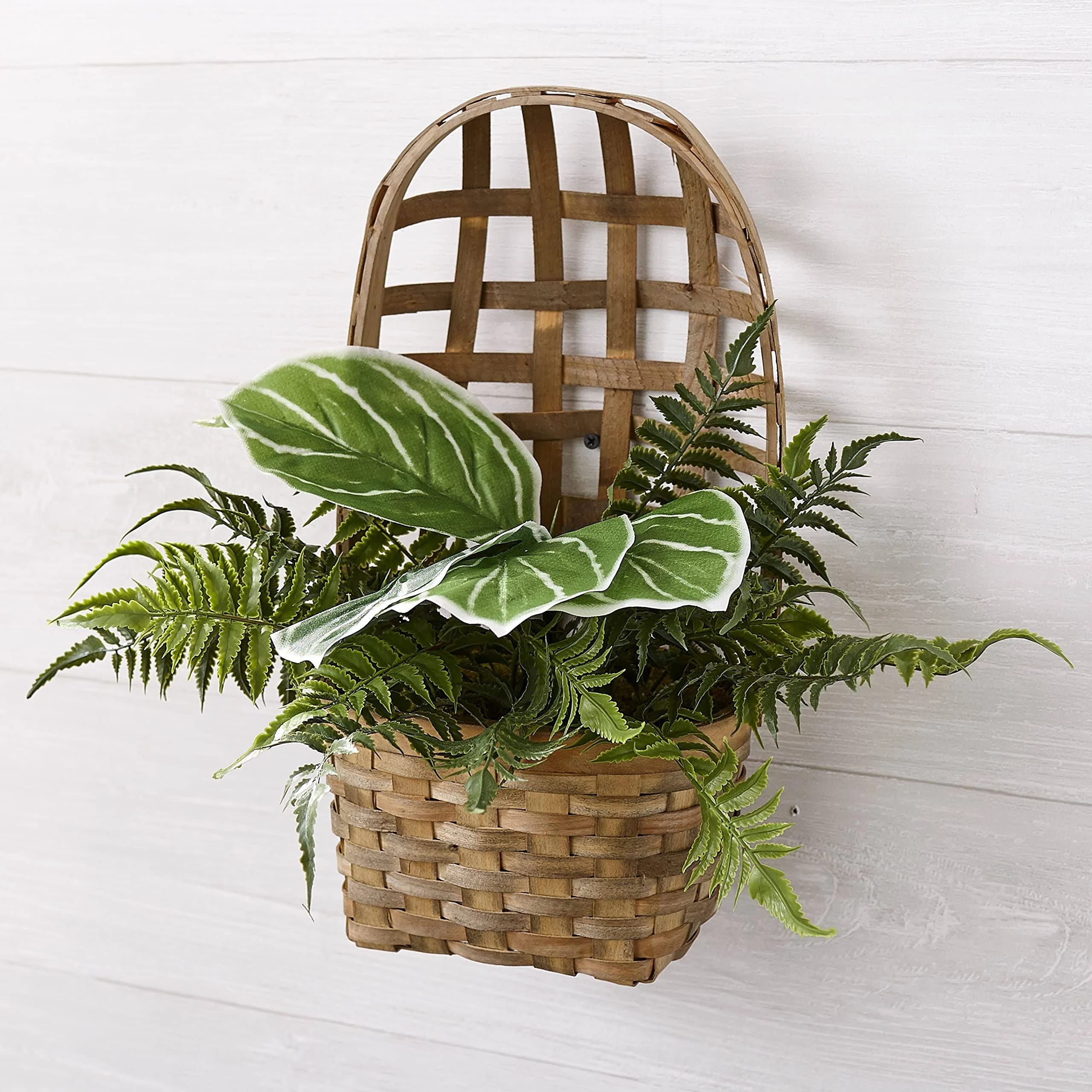 Decorative Artificial Fern Plant in Woven Tobacco Basket (Unlit) | Image