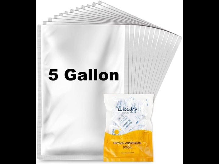 wisedry-mylar-bags-5-gallon-12-pack-paired-with-24-pack-1000cc-oxygen-absorbers-for-long-term-food-s-1