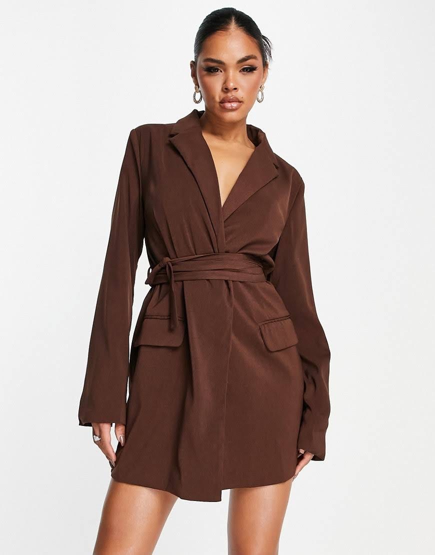 Wrapped Chocolate Brown Blazer Dress | Image