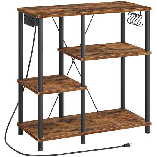 hoobro-bakers-rack-with-power-outlet-microwave-stand-with-5-s-shaped-hooks-coffee-bar-kitchen-storag-1