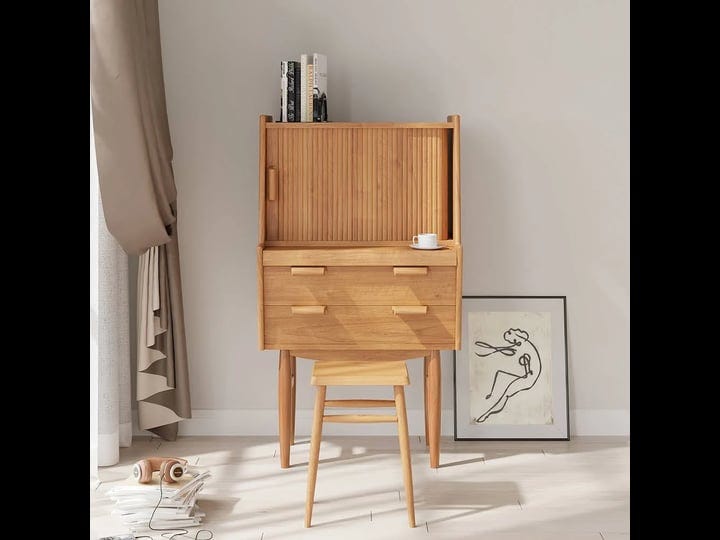 27-6-mid-century-modern-natural-walnut-secretary-desk-with-hutch-desk-with-2-drawers-2-shelves-1-doo-1