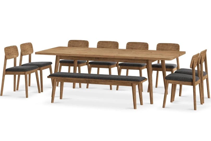 wooden-extendable-dining-table-with-8-fabric-chairs-and-bench-seb-by-castlery-1