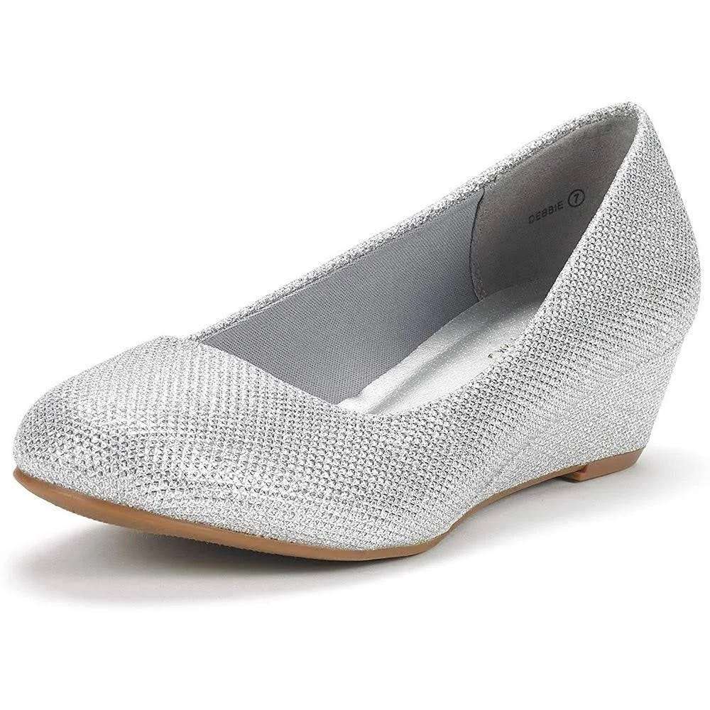 Silver Mid-Wedge Pump Women's Shoe - Sleek & Comfortable Design | Image