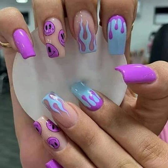 xujinn-long-press-on-nails-coffin-french-fake-nails-purple-smile-face-cute-ballerina-cute-acrylic-na-1