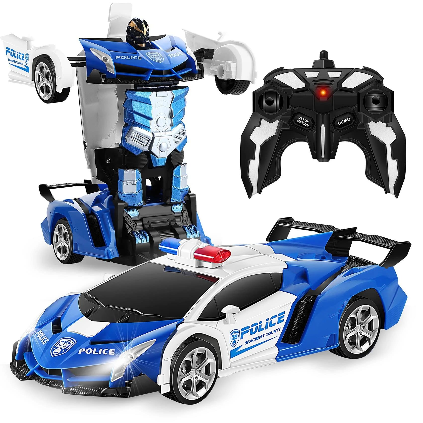 Transformable Xenon-style Car Robot Toy with 360-degree Turning Capability and Remote Control | Image