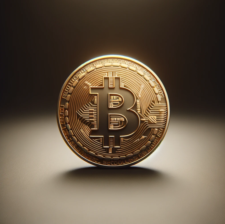 Representation of Bitcoin, focusing on the Bitcoin logo set against a plain background. This design highlights the symbol’s significance in the realm of digital currency and finance.