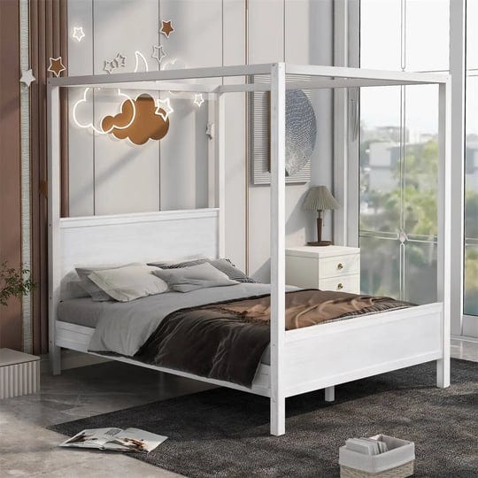 merax-queen-size-canopy-platform-bed-with-headboard-and-footboard-white-1