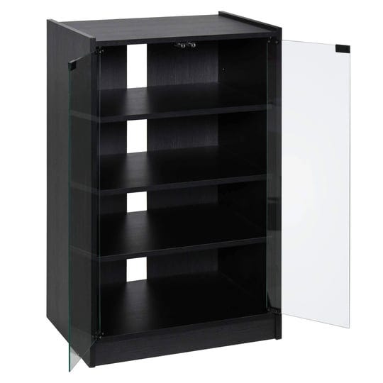 homcom-5-tier-media-stand-cabinet-w-3-level-adjustable-shelves-tempered-glass-black-1