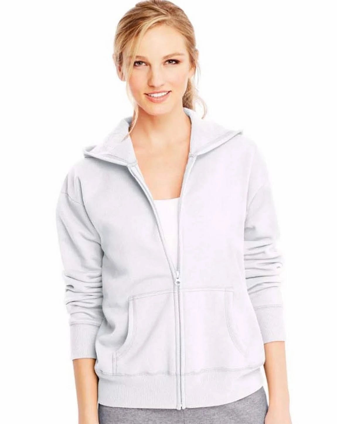 Comfortable White Zip-Up Hoodie with Pockets | Image