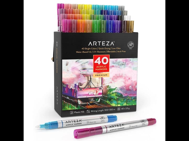 acrylic-markers-bright-colors-fine-nib-set-of-40-arteza-1