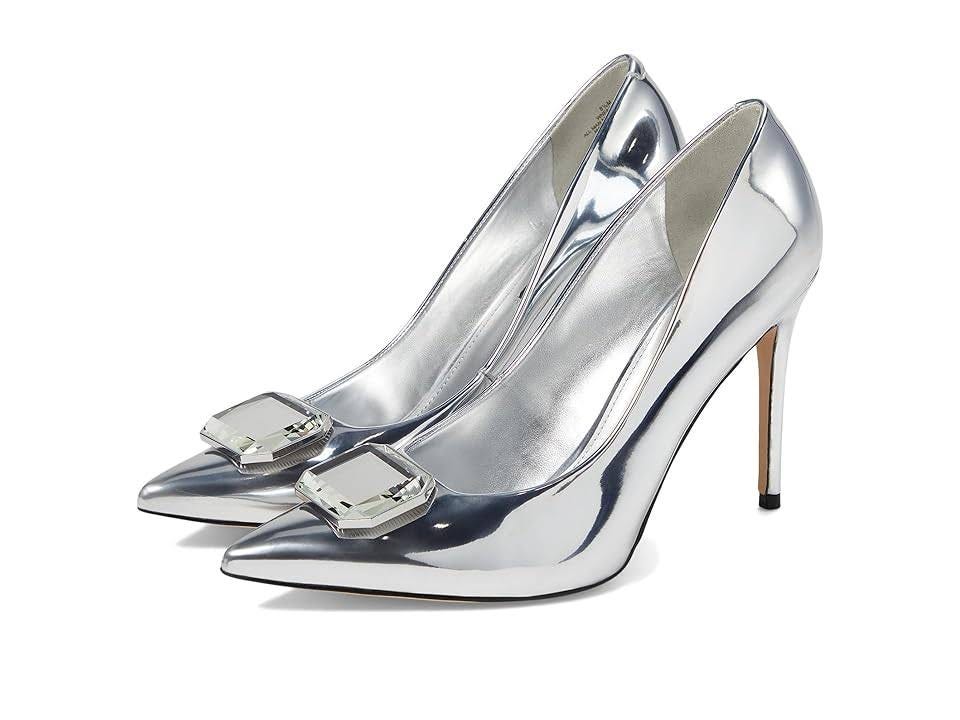 Stylish Silver Metallic Pointed Toe Pump Stiletto for Women | Image