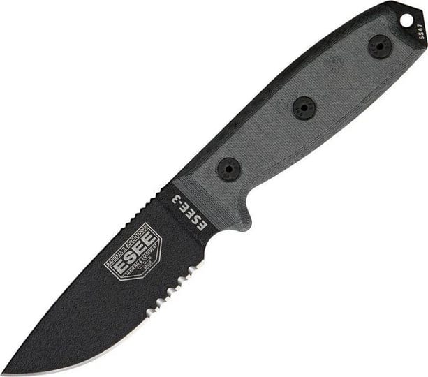 esee-3-black-blade-serrated-edge-no-sheathing-esee-3s-ko-1