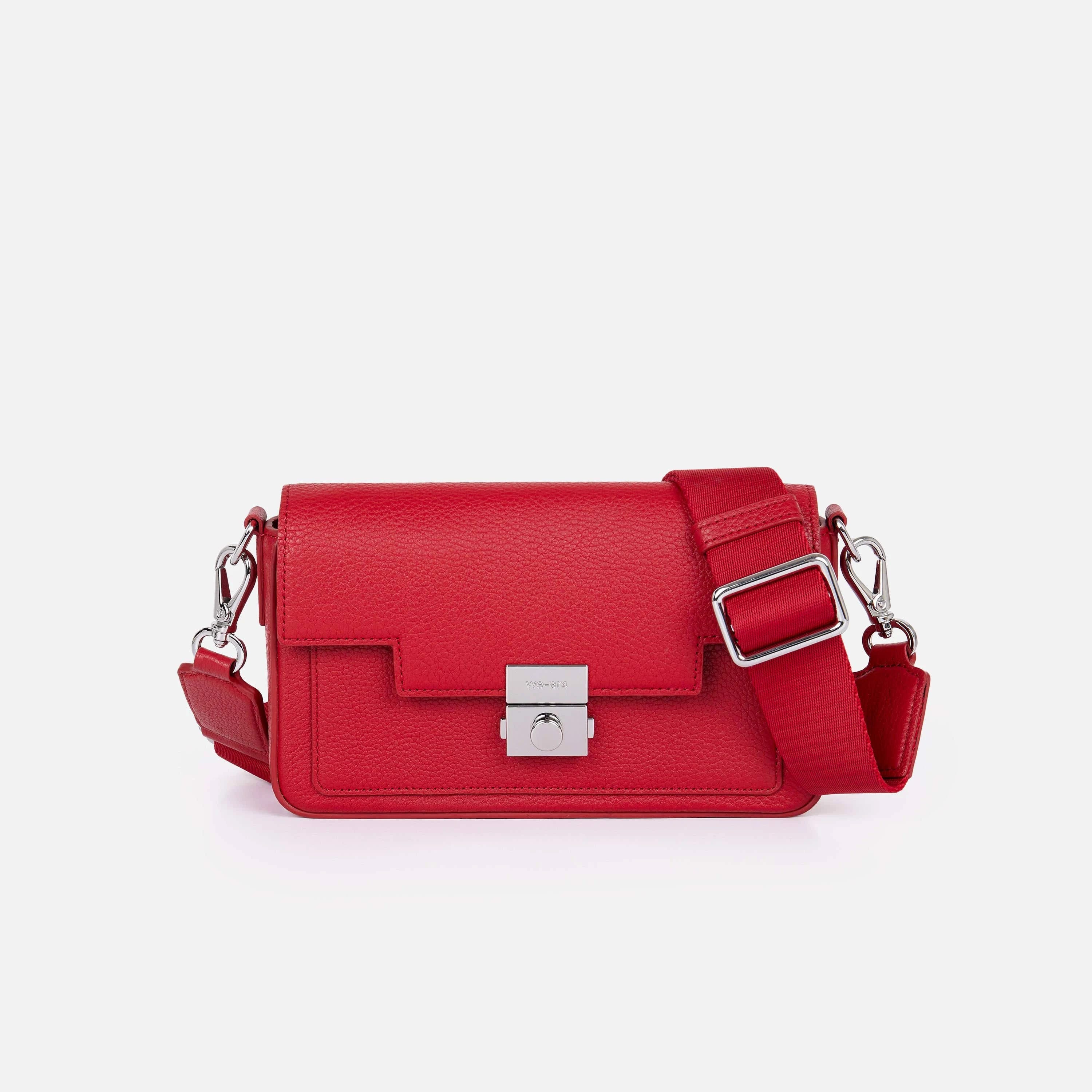Vintage-Inspired Nappa Leather Crossbody Bag in Red | Image