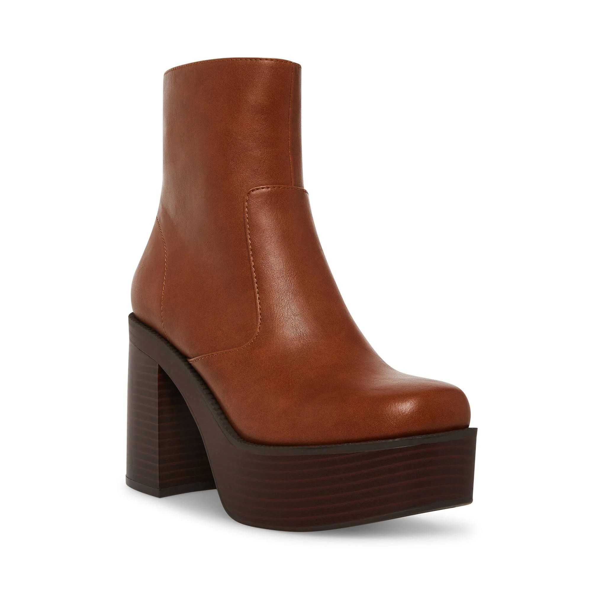 Madden Girl Chunky Platform Booties (Size 11M, Cognac) | Image