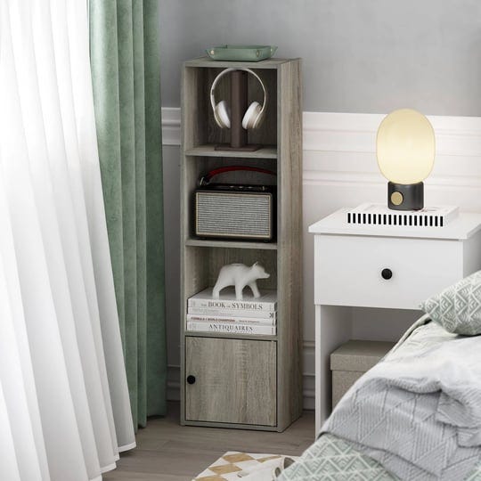 furinno-luder-4-tier-shelf-bookcase-with-1-door-storage-cabinet-french-oak-1