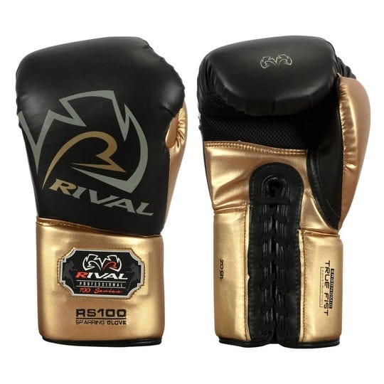 rival-boxing-100-series-lace-sparring-gloves-black-gold-14-oz-1