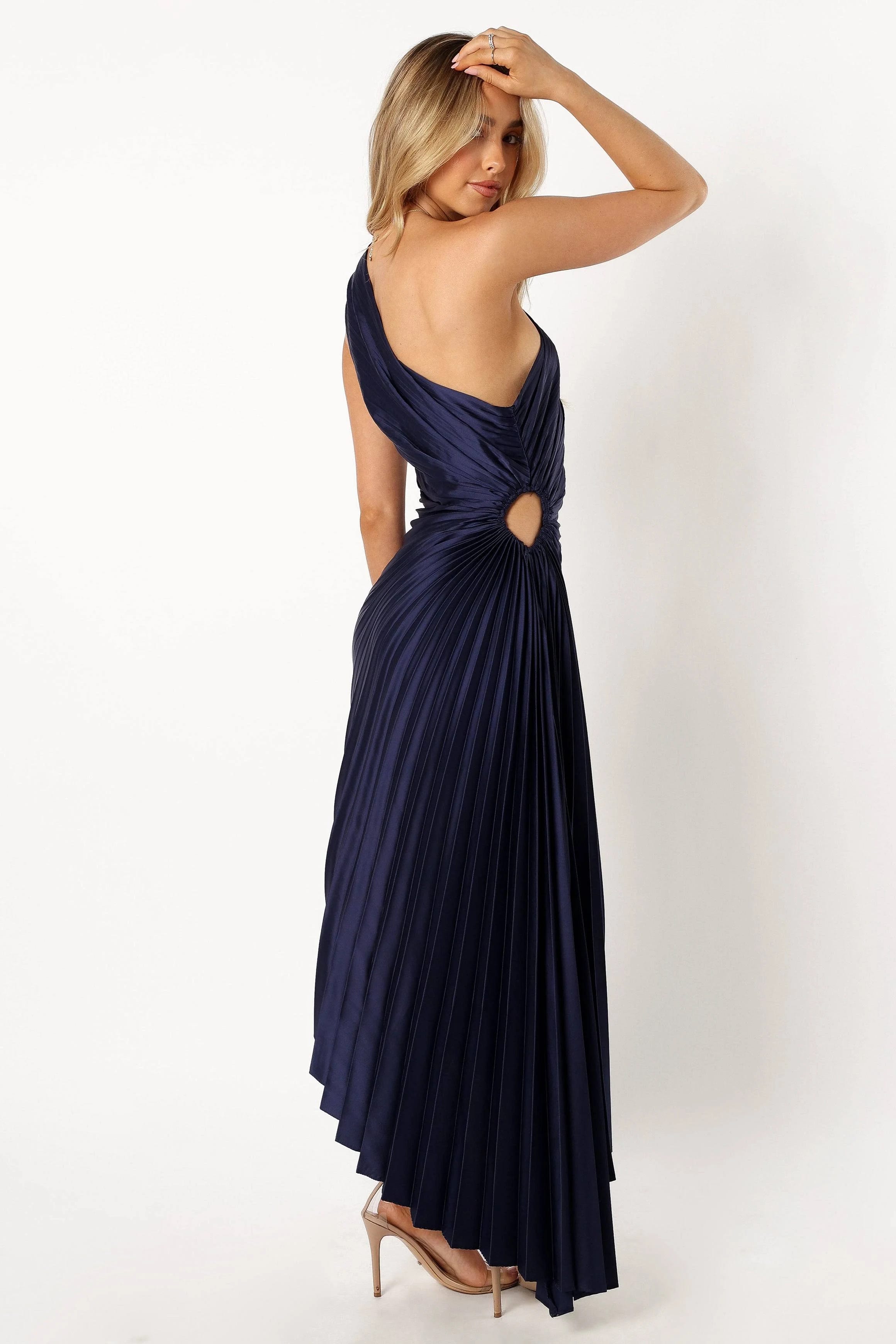 One Shoulder Navy Blue Maxi Dress | Image
