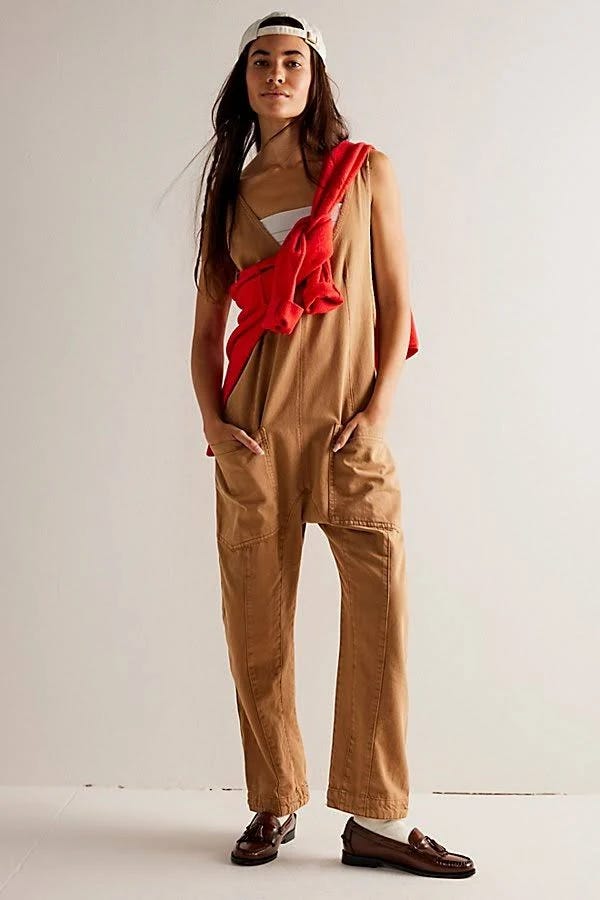 Effortless Style: Women's High Roller Jumpsuit in Brown | Image