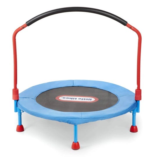 little-tikes-easy-store-3-foot-trampoline-with-hand-rail-blue-1