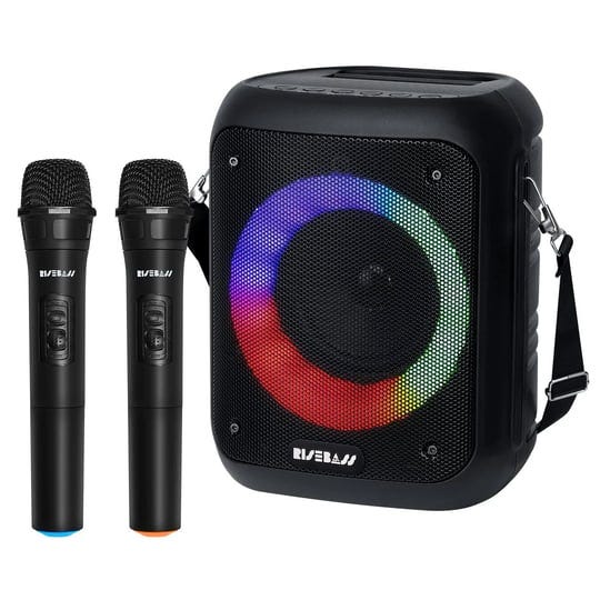 risebass-portable-karaoke-machine-with-2-wireless-microphones-bluetooth-rechargeable-speaker-with-us-1