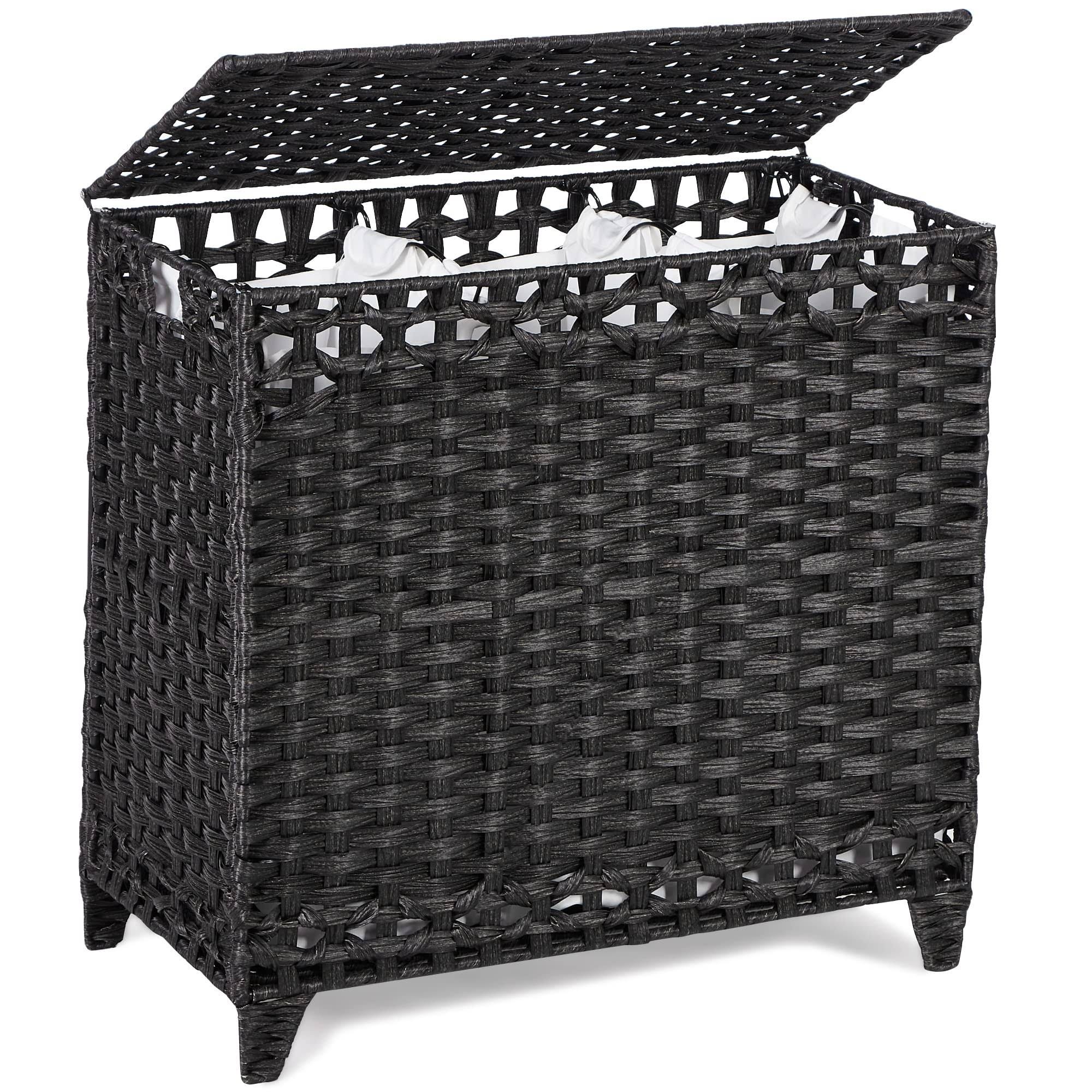 Large Black Laundry Hamper with Removable Liners and Iron Tube Frame | Image