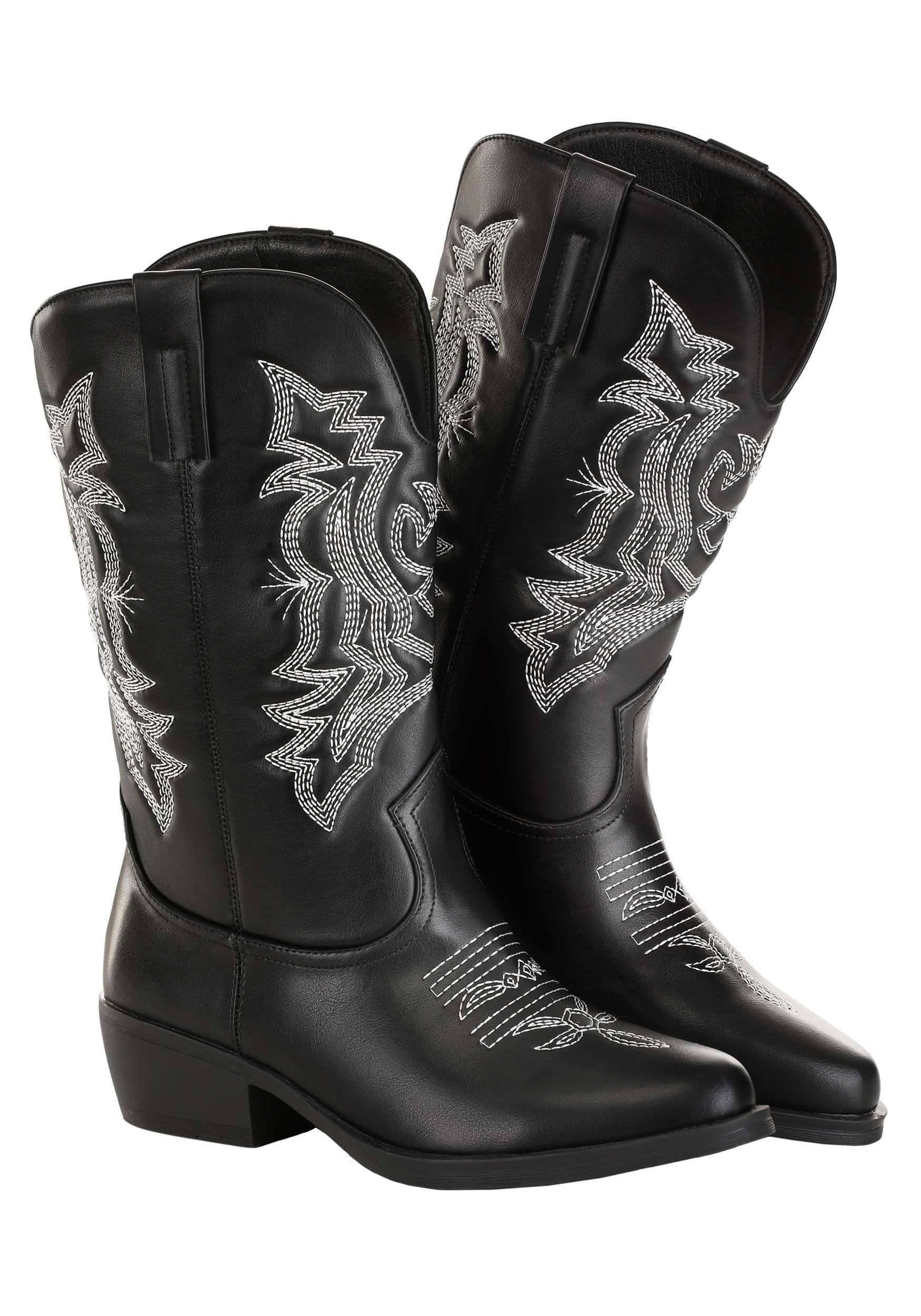 Stylish Black Leather Cowgirl Boots - Perfect for Country Vibes | Image