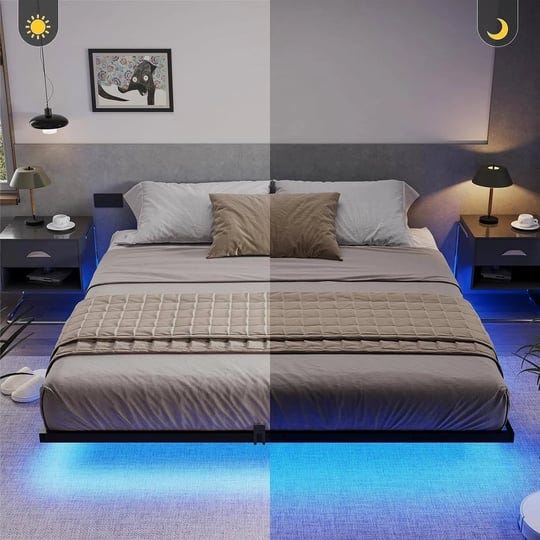 floating-bed-frame-with-led-lights-metal-platform-bed-king-1