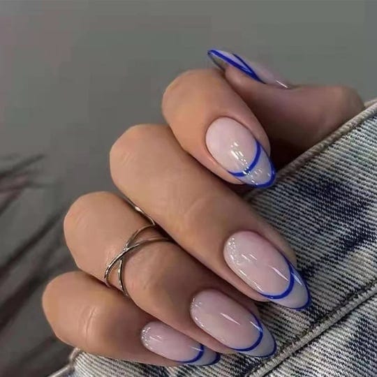 babalal-almond-press-on-nails-blue-french-fake-nails-medium-glue-on-nails-glossy-full-cover-design-n-1