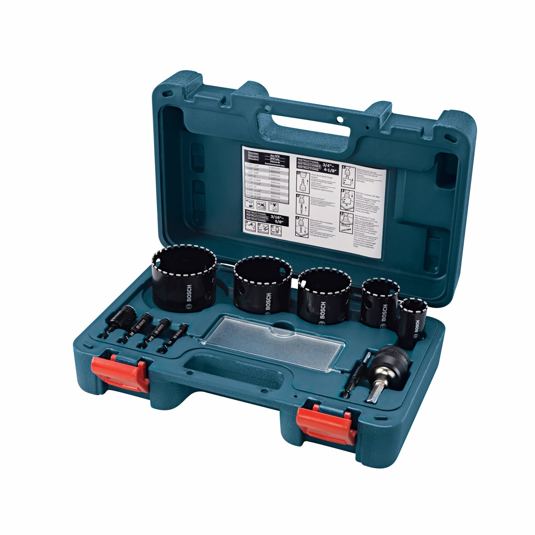 Bosch 11-Piece Diamond Hole Saw Set: Perfect for Granite and Tile Surfaces | Image