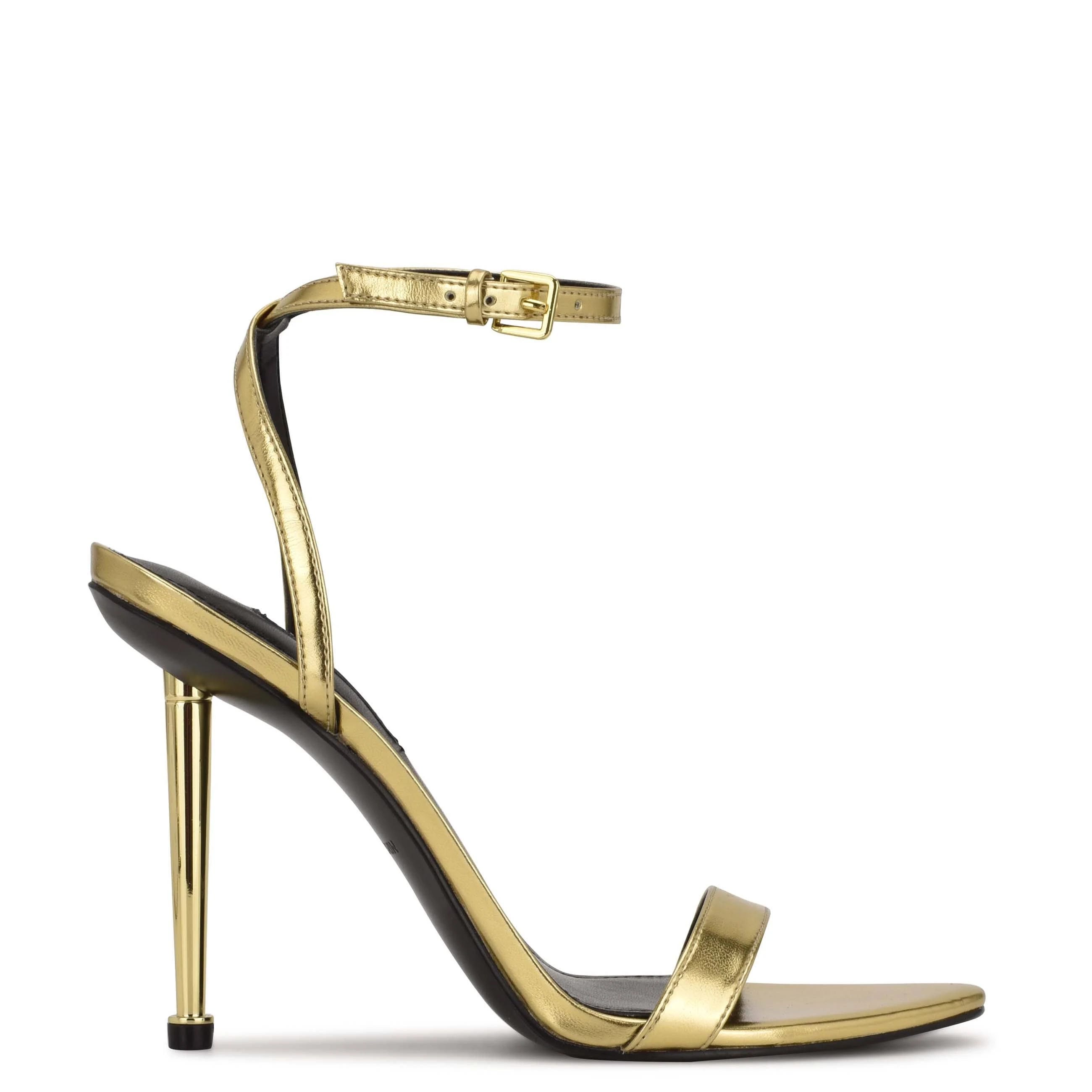 Stylish Gold Stiletto Dress Sandals by Nine West Reina | Image