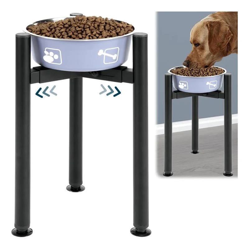 Adjustable Metal Raised Dog Bowl Stand with Slanted Feet | Image