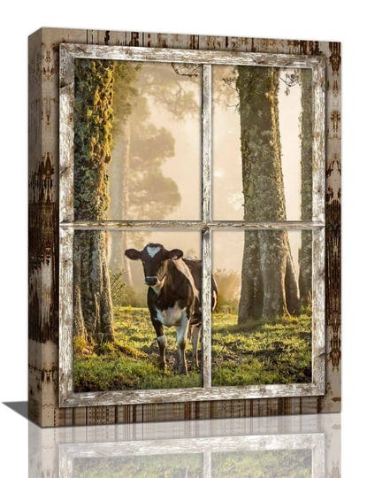 farmhouse-cow-wall-art-funny-forest-cow-cattle-pictures-wall-decor-nature-woodland-animal-canvas-pri-1