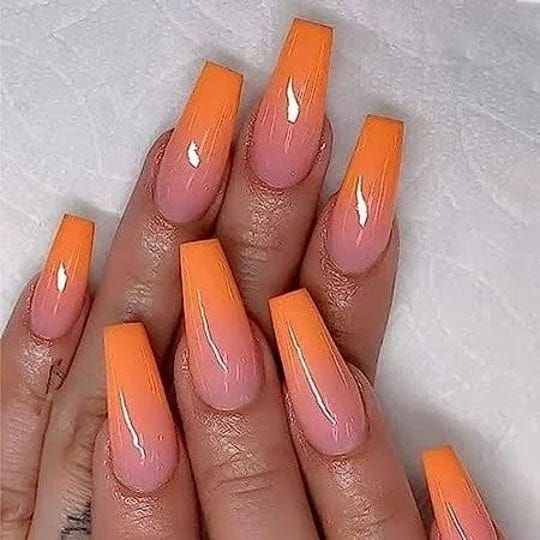 hnapa-press-on-nails-long-coffin-false-nails-orange-fake-nails-with-gradient-designs-acrylic-nails-f-1