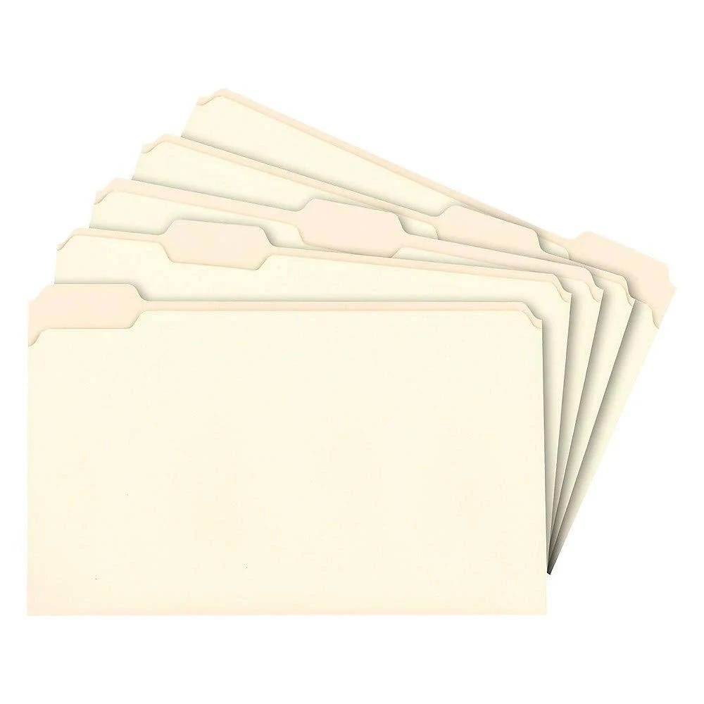 Staples Legal Manila File Folders - Durable, Assorted Position Tabs, 100/Box | Image