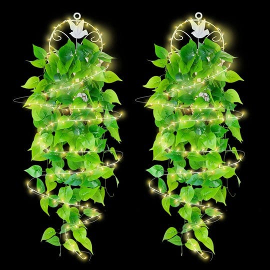 lebsitey-2-pcs-artificial-hanging-plants-with-2-baskets-3-45ft-fake-leaves-hanging-plant-with-lights-1