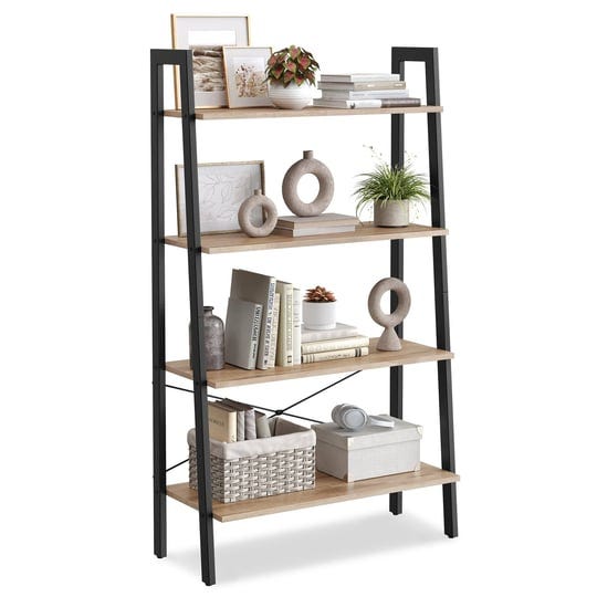 vasagle-4-tier-ladder-shelf-camel-brown-black-1