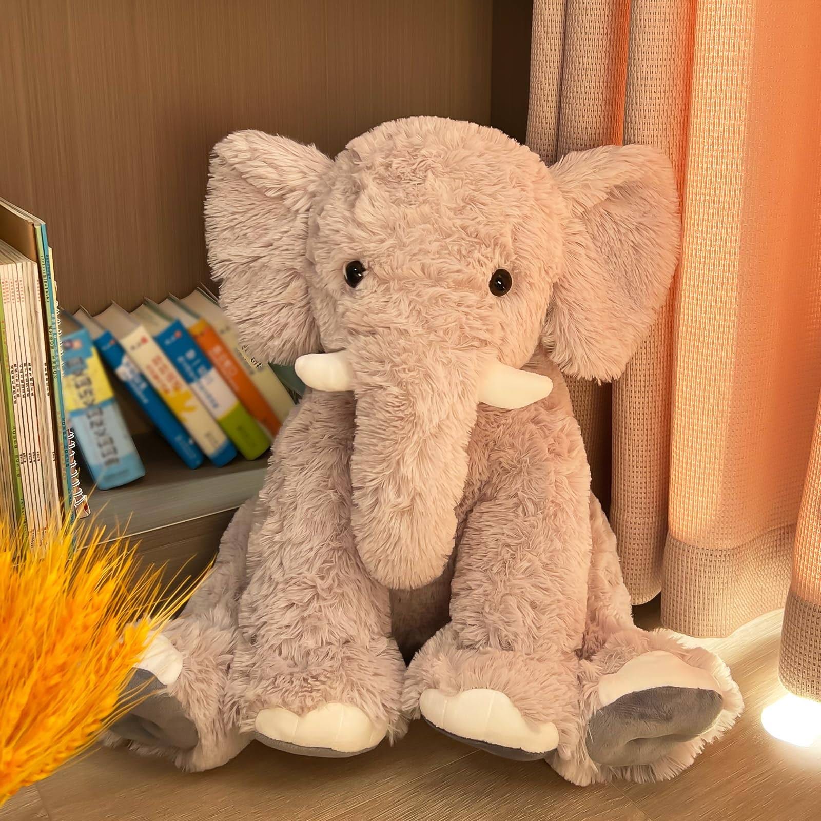 Large Stuffed Elephant Plush Pillow for Cozy Rest | Image