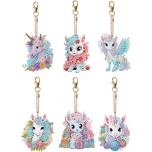 Colorful Pony DIY Diamond Painting Double Sided Keychain | Image